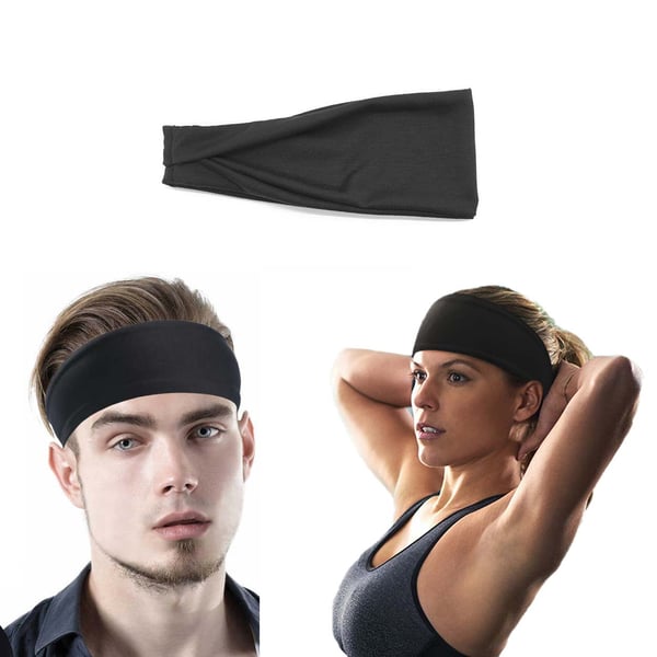 Svart pannebånd for sportstrening Gym Yoga