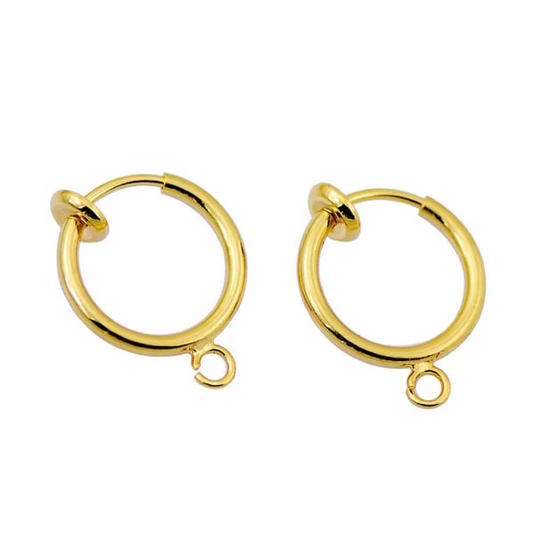 2-pack Gold Clip-On Øreringe Falsk Piercing til Valgfri vedhæng