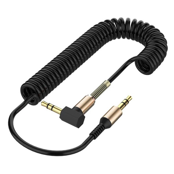 1 m stretchable aux 3,5 mm lydkabelhodetelefonkabel spiralkabel