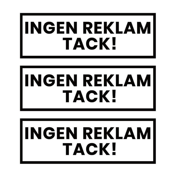 3-pack Ingen Reklam Tack Klistermärke Dekal Vit 3,5×10,5cm