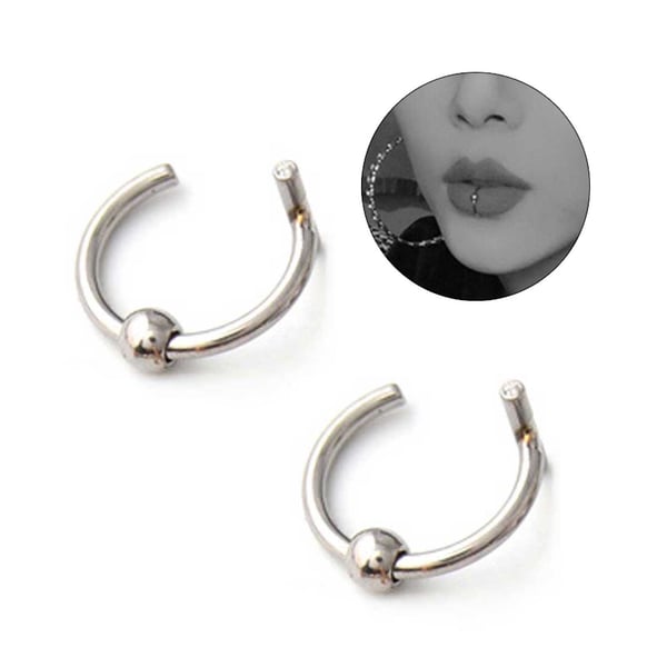 2-pakkaus väärennetty huulirengas ilman reikiä väärennettyä hopeaa 2-pakkaus väärennetty huulirengas ilman reikiä väärennettyä hopeaa