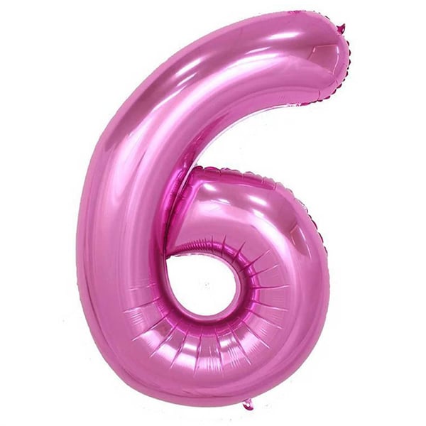 Kæmpe 102cm nummer ballon pink metallisk nummer 6 ballon