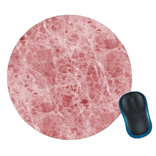 Myk rund musematte med trykk rosa marmor 20cm