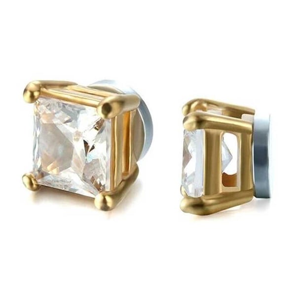 2-pack magnetisk piercing falske øreringe kvadratkrystal guld 2-pack magnetisk piercing falske øreringe kvadratkrystal guld