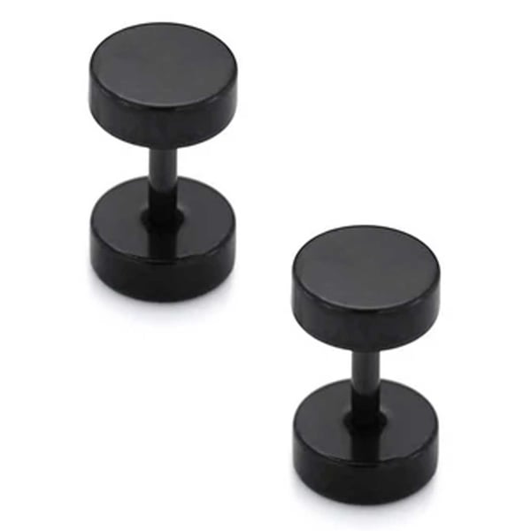 2 -pakkaus musta fake pistoke väärennettyjen korvakorujen lävistyskorut - 6 mm