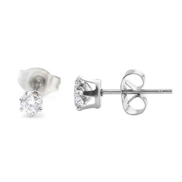 2-pack sølv krystal piercing øreringe piercing juvel - 3mm