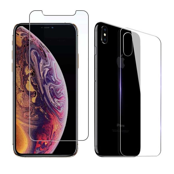 2-Pack Iphone XS HD Skärmskydd + Skyddsfilm för Baksida