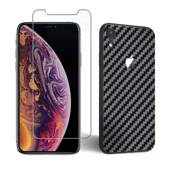 iPhone XR Display Film + Hiilikuidunsuojauskalvo selkänojalle