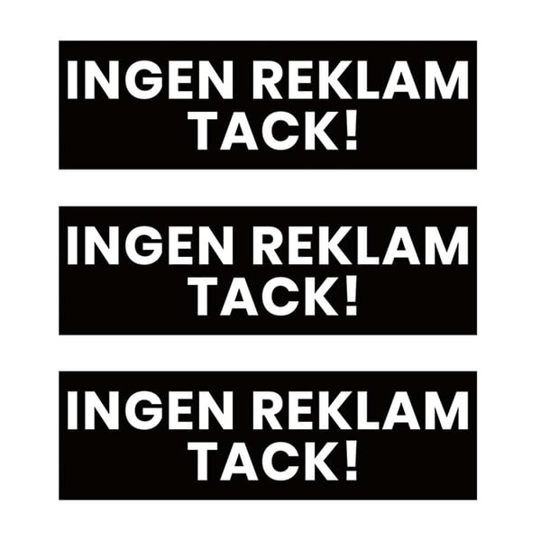 3-pack ingen reklame takk klistremerke dekal svart 3.5x10.5cm