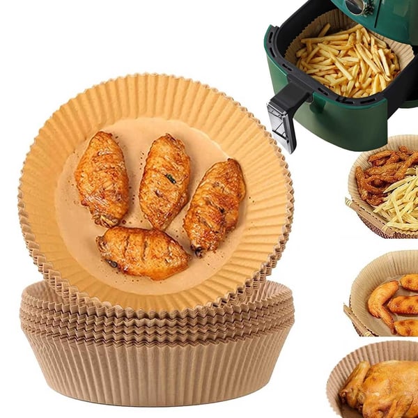 Air Fryer Papper 100-pack – 16cm Engångspapper för Luftfritös Brun