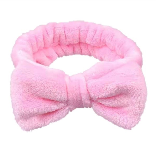 Make Up Ribbon med Rosette Hair Bands til Face Wash Face Care Peadband Pink