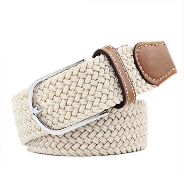 Elastisk bælte lærred stof stretch skærpet w26-w36 beige