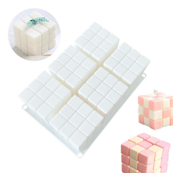 Silikone lysform stearinlys DIY 6st cubi rubics