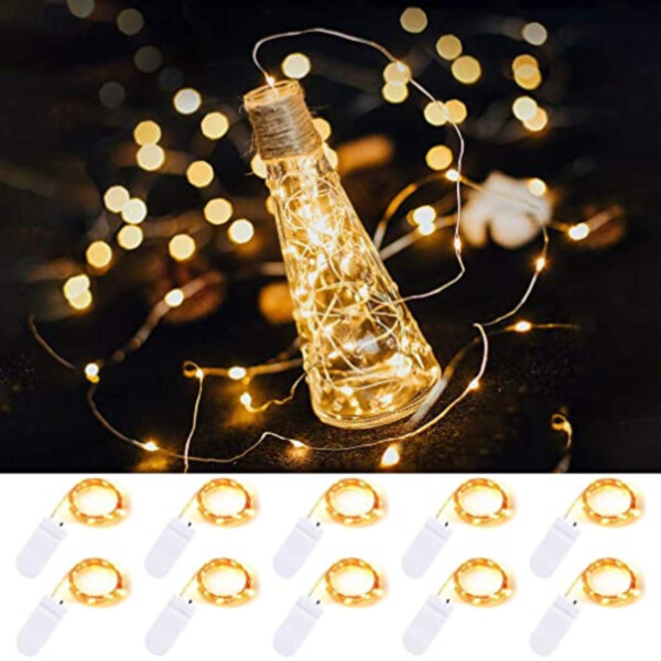 10-pack 1m mini led lyssløyfe batteridrevet varmt hvitt 10-pack 1m mini led lyssløyfe batteridrevet varmt hvitt