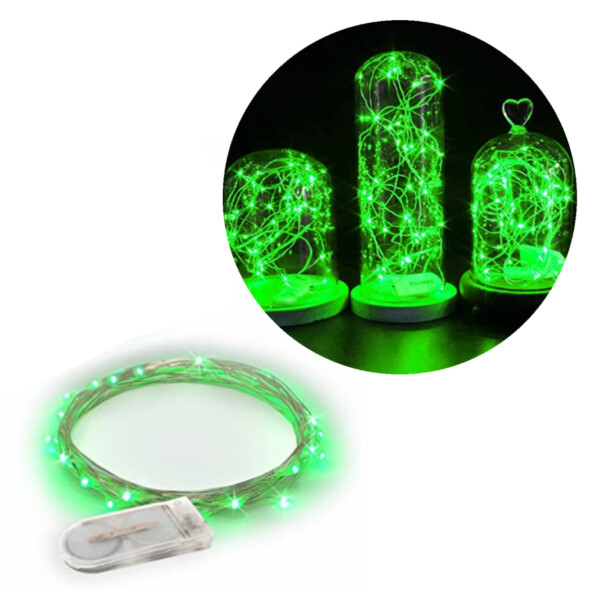 1m mini LED lyssløyfebatteri -drevet grønt
