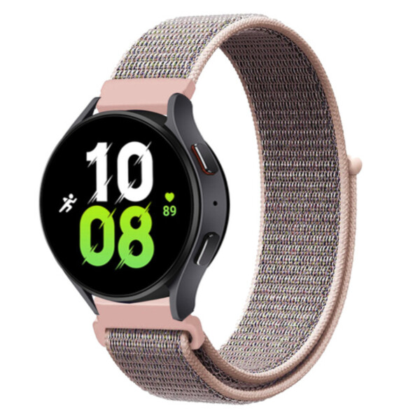 Galaxy Watch 4/5 -rannekoru 20 mm nylon tarranauha vaaleanpunainen beige