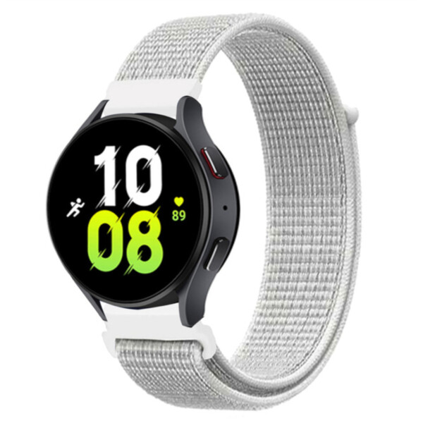 Galaxy Watch 4/5 armbånd 20mm nylon borrelås hvitt