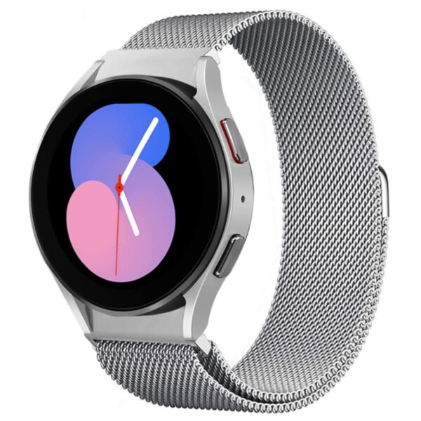 Galaxy Watch 4/5 metallirannekoru 20 mm Milanolainen mesh hopea