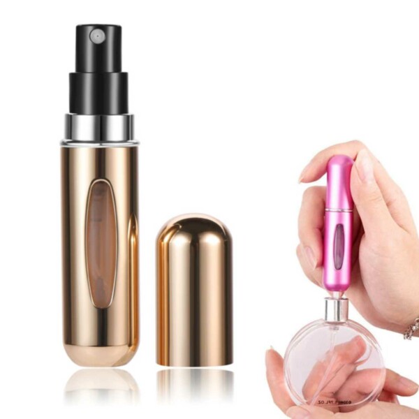 Mini täyttöhajuvesipullo - täytetyt matkakontit 5 ml kultaa Mini täyttöhajuvesipullo - täytetyt matkakontit 5 ml kultaa