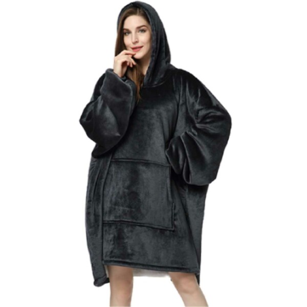 Hoodie Filt Blanket – Oversize Luvtröja Filt Snuggie Svart