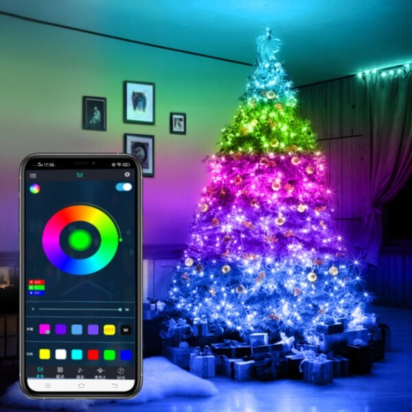 Smart julebelysning RGB LED -lyssløyfe med app Remote Control 10m