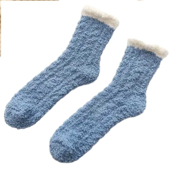 Furry Ragg -sukat - Pehmo kuuma fleece -sininen Furry Ragg -sukat - Pehmo kuuma fleece -sininen