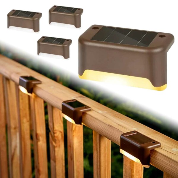 4-Pack Solar belysning til trapper, altan og gelænder Brun 4-Pack Solar belysning til trapper, altan og gelænder Brun