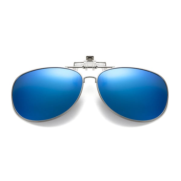 Flip Up Polarisoitu Pilot Clip-On aurinkolasit Metal Blue