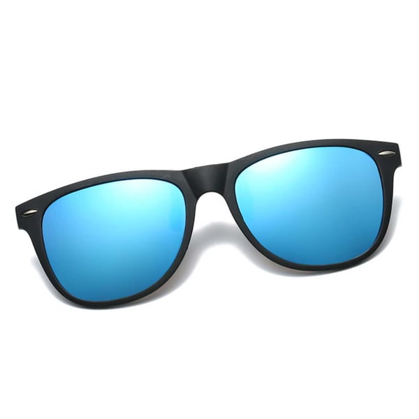 Polarisoitu Wayfarer Clip On aurinkolasit Käännä ylös siniset peililinssit