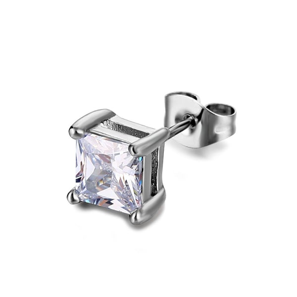 Piercing ørering Firkantet Krystal CZ Sølv