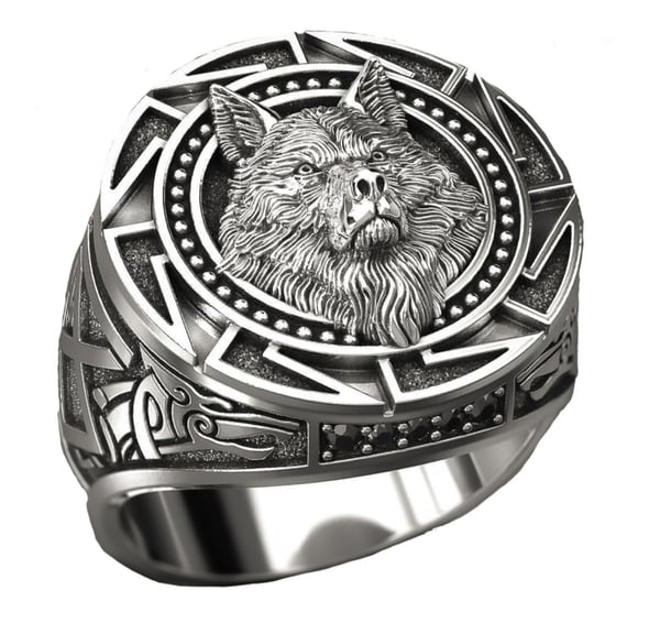 Ring med Wolf Viking Men | Vælg størrelse | Sølv Ring med Wolf Viking Men | Vælg størrelse | Sølv