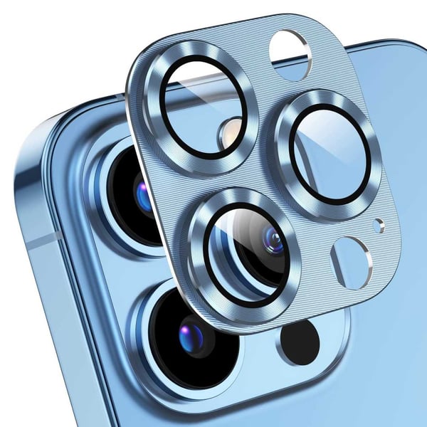 iPhone 13 Pro/13 Pro Max Kamerabeskyttelse Metall Herdet Glass Blå