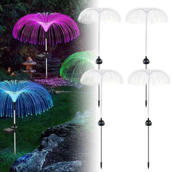 4-Pack Avatar Solcellslampa RGB Jellyfish Manet Trädgårdsbelysning med Markspjut