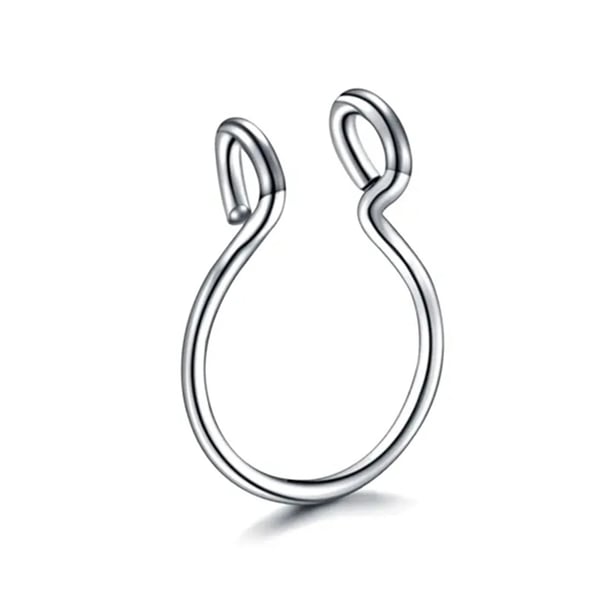 Fake Nese Ring Septum Piercing Clip-On Sølv