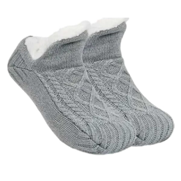 Toffelsockor – Mjuka Varma Fodrade Tofflor | Valbar Storlek | Grå