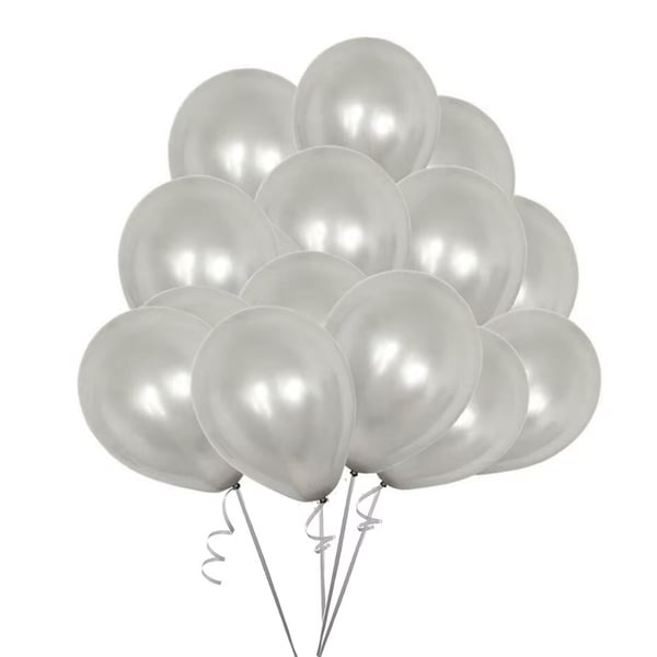 10-pak sølv metalliske balloner 12" 30 cm