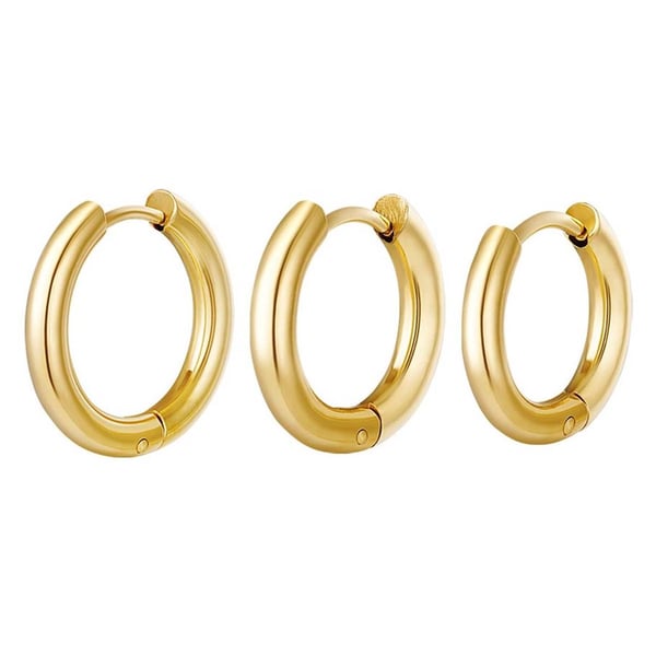 3st Creoler Simple Hoops Örhängen i Rostfritt Stål Guld