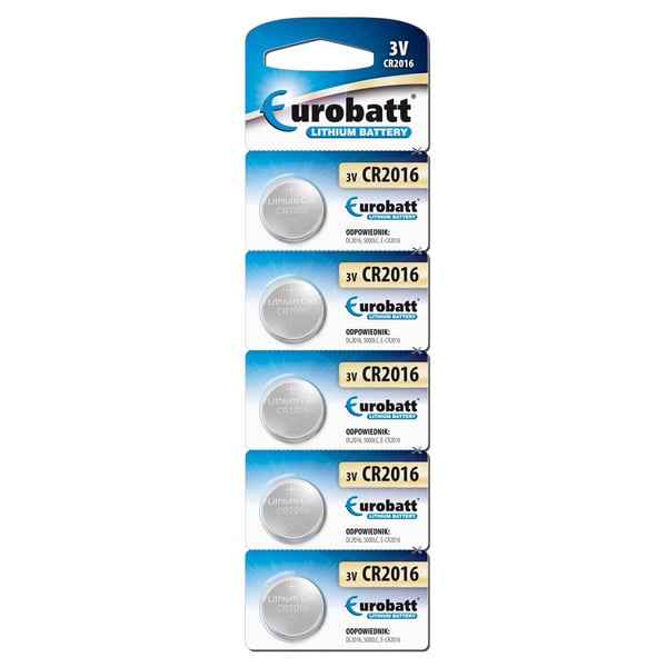 5-Pack CR2016 Knappcellebatteri