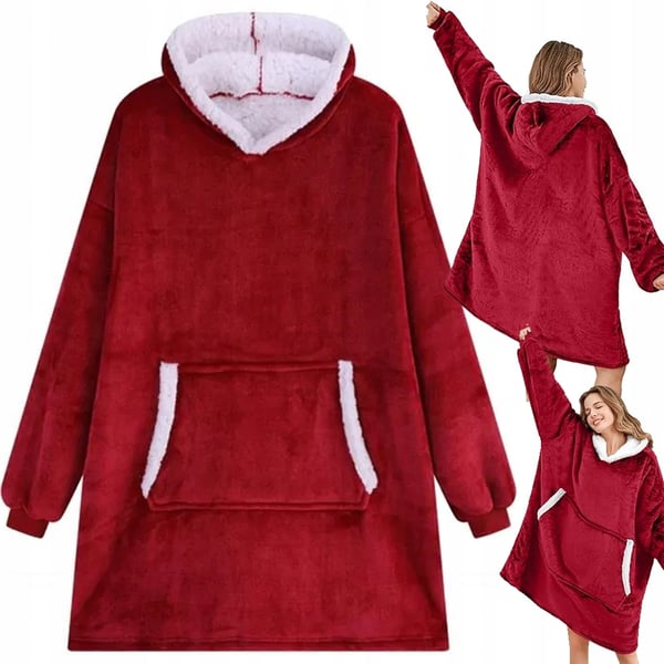 100% Puuvilla Oversize Peitto Snuggie Punainen