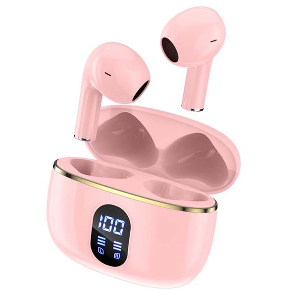TWS Trådløse In-Ear Høretelefoner ENC, Bluetooth 5.3, LCD-skærm og Touchkontroller Rosa