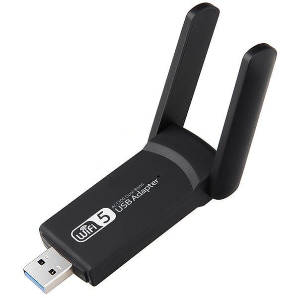 USB Wi-Fi -sovitin 1300 Mbps (USB 3.0) – Kaksois taajuus 2.4/5 GHz ulkoisella antennilla nopeampaa langatonta yhteyttä varten