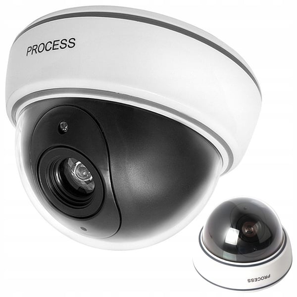 Dummy-kamera dome LED IR Large – realistinen leikkikamera vilkkuvalla punaisella LED:llä, seinä- ja kattokiinnitys
