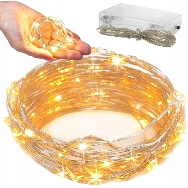 Paristokäyttöinen LED-valosarja Lämmin Valkoinen 10m