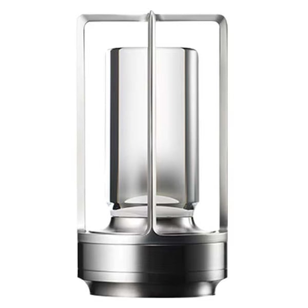 Sladdlös LED Lampa | Uppladdningsbar Bordslampa i Metall Lykta Silver