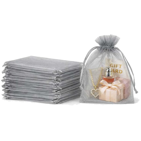 100-Pack Organzapåsar 10x15cm Grå