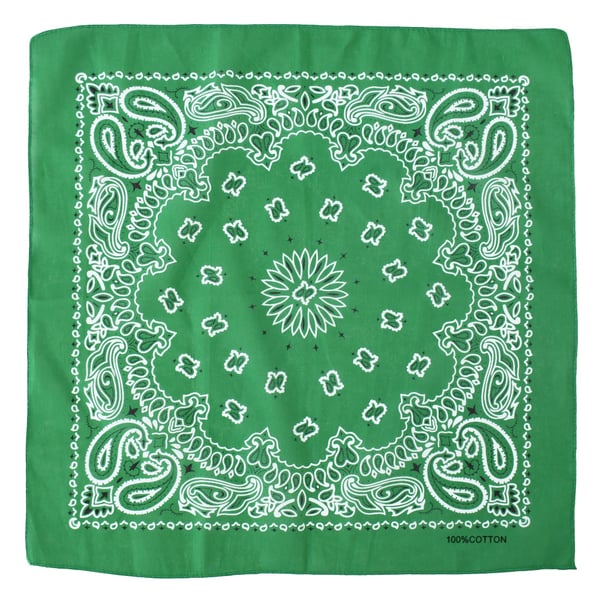Kaksipuolinen bandana 100% puuvillaa – paisleykuvio 55x55 cm, vihreä