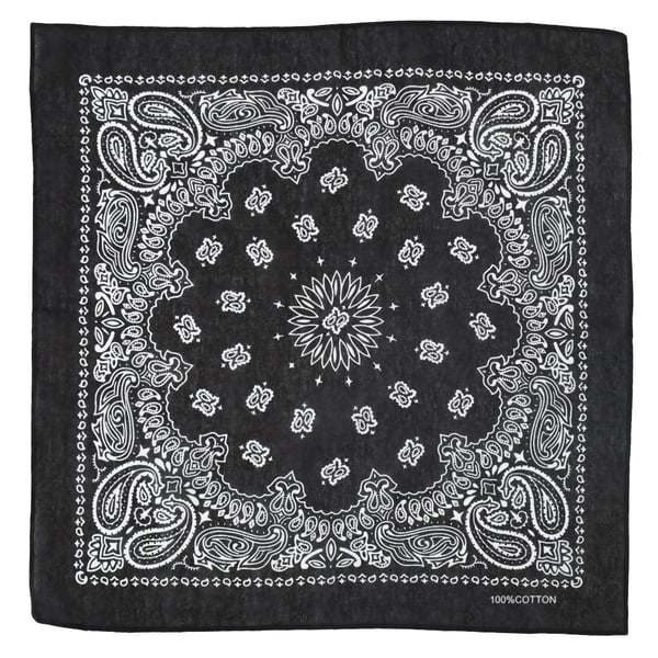 Kaksipuolinen bandana 100 % puuvillaa – paisleykuvio 55x55 cm, musta