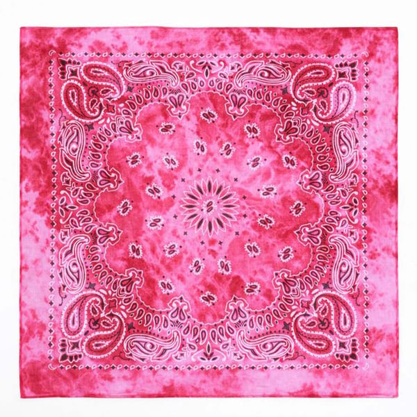 Batikkivinen bandana 100 % puuvillaa – paisleykuvio 53x53 cm, vaaleanpunainen