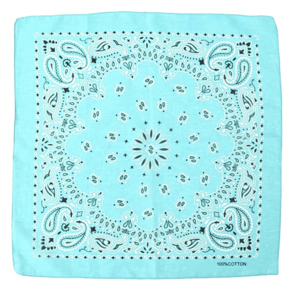Kaksipuolinen bandana 100 % puuvillaa – paisleykuvio 55x55 cm, mintunvihreä turkoosi
