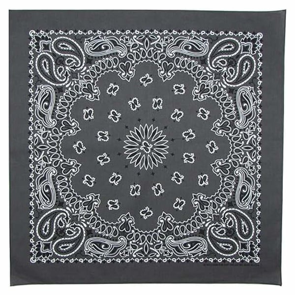 Kaksipuolinen bandana 100 % puuvillaa – paisleykuvio 55x55 cm, tummanharmaa